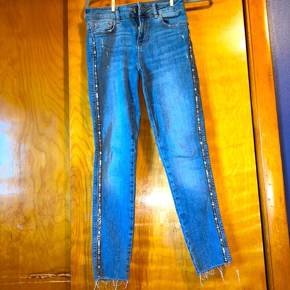 Zara Womens Jewel Detail Jeans